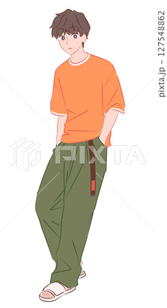 夏コーデの男性全身イラスト 127548862