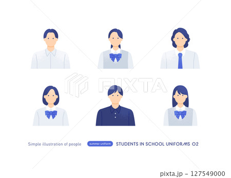 かわいい学生のアイコン 制服を着た男女のシンプルでおしゃれなベクターイラスト素材 127549000