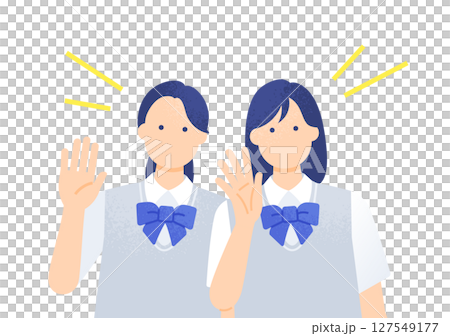 Vector illustration of a high school girl cheering in a summer blazer uniform 127549177
