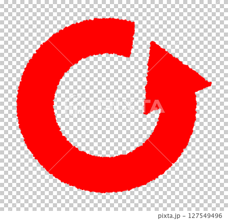 Spinning circular red arrow icon 127549496