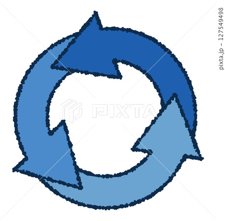 回転している水色の円形矢印アイコン 127549498