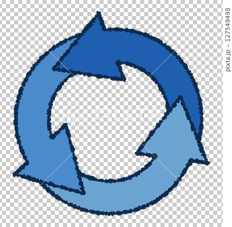 Spinning light blue circular arrow icon 127549498