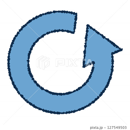 回転している水色の円形矢印アイコン 127549503