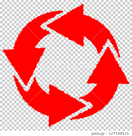 Spinning circular red arrow icon 127549523