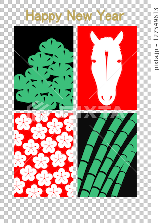 馬と松竹梅のイラスト 馬と松竹梅のイラスト 127549613