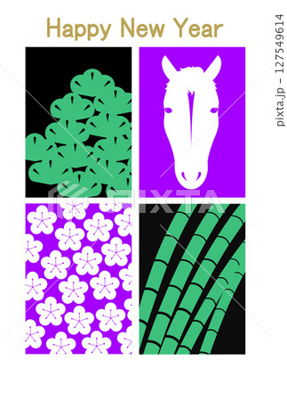 馬と松竹梅のイラスト 127549614