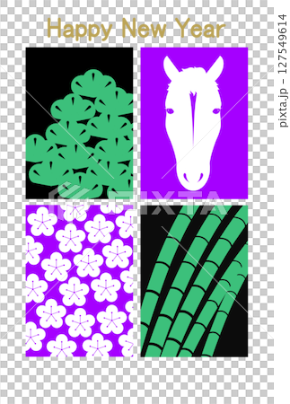 馬と松竹梅のイラスト 127549614