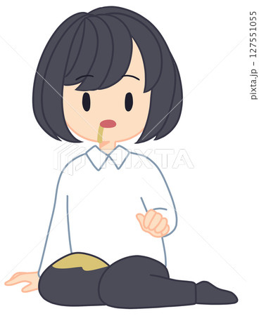 吐き気に気づかず吐いた女性 吐き気に気づかず吐いた女性 127551055