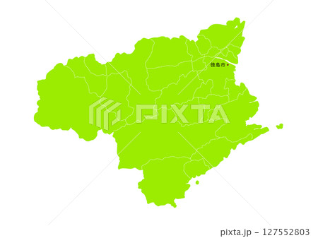 徳島県の行政区分付き地図 127552803