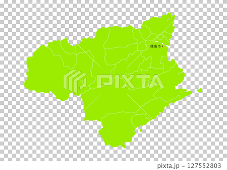徳島県の行政区分付き地図 127552803