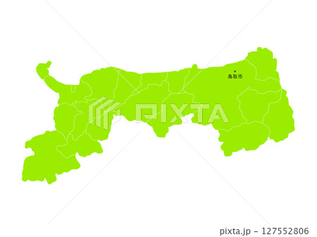 鳥取県の行政区分付き地図 127552806