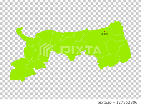 鳥取県の行政区分付き地図 127552806