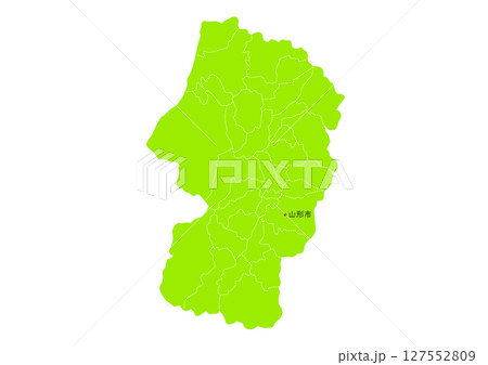 山形県の行政区分付き地図 山形県の行政区分付き地図 127552809