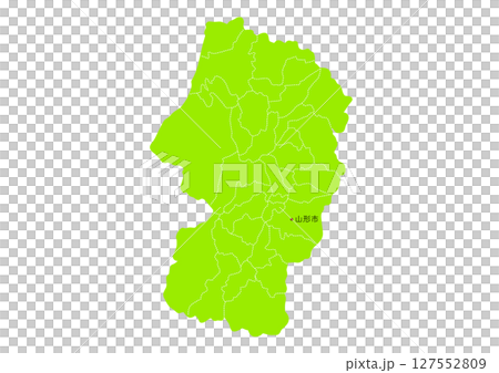 山形県の行政区分付き地図 山形県の行政区分付き地図 127552809