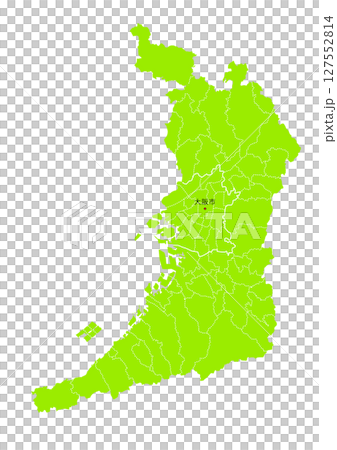 大阪府の行政区分付き地図 127552814