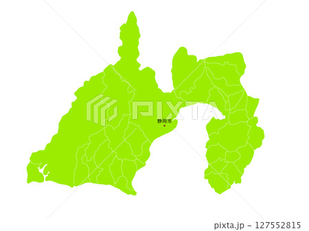 静岡県の行政区分付き地図 127552815