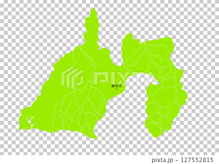 静岡県の行政区分付き地図 127552815