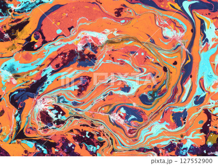 Fiery orange with striking turquoise and fluid motion gives this vibrant abstract piece energy and warmth, suited for bold artistic interior decor Fiery orange with striking turquoise and fluid motion gives this vibrant abstract piece energy and warmth, suited for bold artistic interior decor 127552900