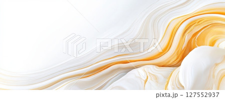 the image features a flowing, abstract pattern with swirling lines and shapes. the main colors are white and a warm shade of orange, creating a sense of depth and movement 127552937