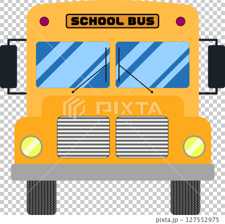 Yellow school bus seen from the front 127552975