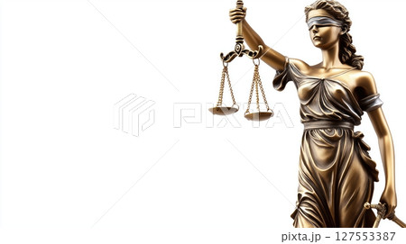 Detailed bronze statue of Lady Justice holding scales, symbolizing law and fairness Detailed bronze statue of Lady Justice holding scales, symbolizing law and fairness 127553387