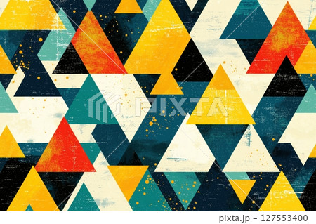 Bold Interplay of Geometric Shapes and Colors Forming an Abstract Tapestry Background 127553400