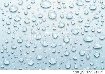 Seamless Texture Featuring Realistic Water Droplets Across a Pristine White Background 127553434