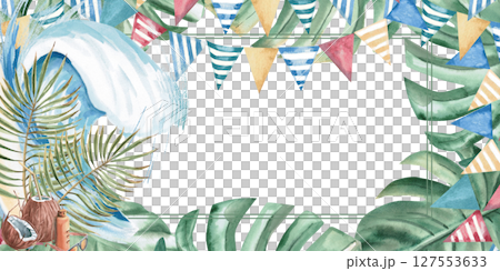 Rectangular frame on the theme of summer...のイラスト素材 [127553633] - PIXTA