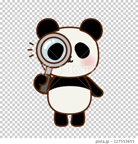 Illustration of a cute panda observing with a magnifying glass (vector) Illustration of a cute panda observing with a magnifying glass (vector) 127553655