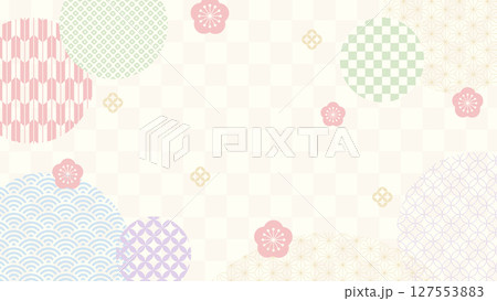 16:9の背景素材：日本の伝統的な柄を集めた風景 127553883