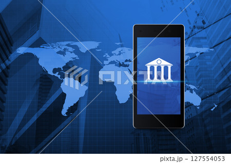 Mobile banking concept, Elements of this image furnished by NASA 127554053