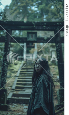 鳥居に立つ女性 127554142