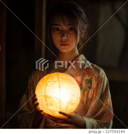 提灯と女性 提灯と女性 127554144