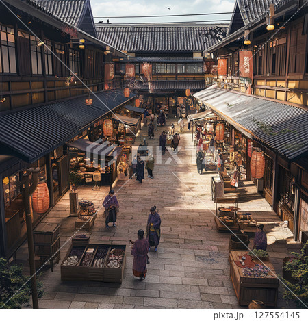 古い日本の街並み 127554145