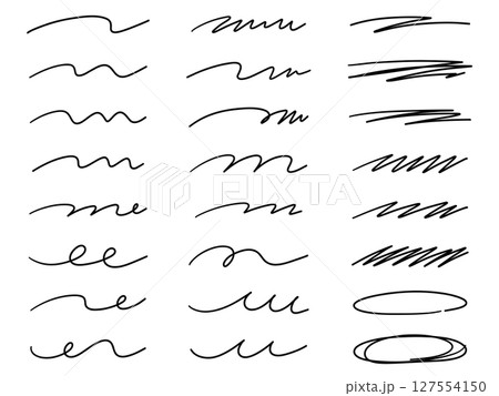 手書き風の線のベクターイラストセット。手描き、飾り、落書き、線画 127554150