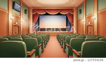 上映前のレトロ映画館ホール 127554256