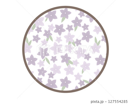 桔梗の丸いフレーム 127554285