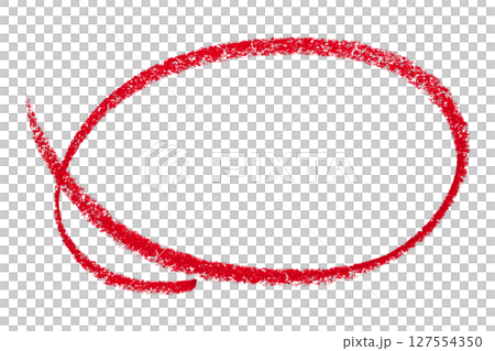 Red pencil highlight circle mark isolated on transparent background 127554350