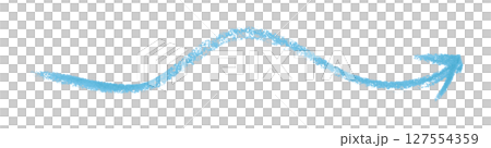 Light blue arrow symbol colored pencil isolated on transparent background 127554359