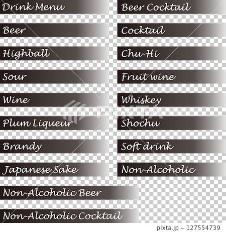 Drink menu label (black) Drink menu label (black) 127554739