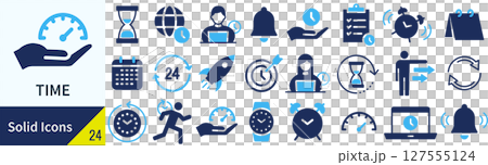 時間に関するシルエットアイコンセット 時間に関するシルエットアイコンセット 127555124
