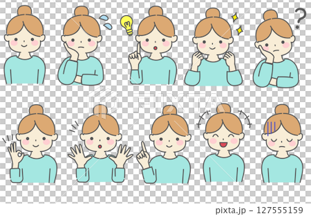 各種姿勢的女人的簡單插圖 各種姿勢的女人的簡單插圖 127555159