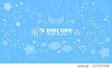 韓国風ウィッシュコア＆エンジェルコアデザイン素材セット（ベクター） 127555290