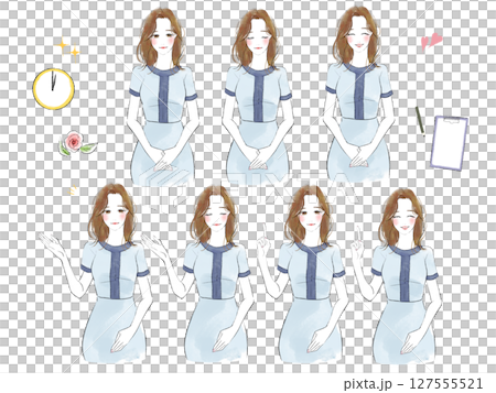 案内する受付嬢のイラストセット　エステ 127555521