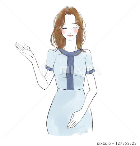 丁寧に案内する受付嬢のイラスト 丁寧に案内する受付嬢のイラスト 127555525