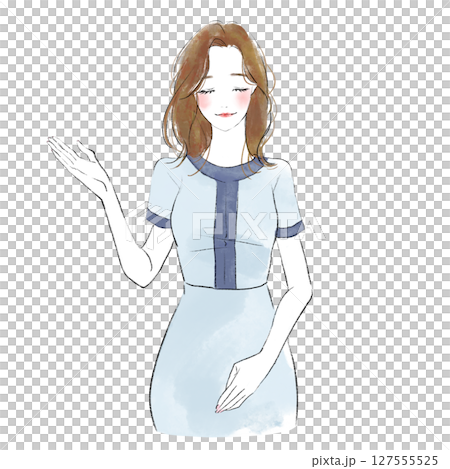 丁寧に案内する受付嬢のイラスト 丁寧に案内する受付嬢のイラスト 127555525