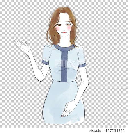 Illustration of a smiling receptionist giving directions 127555532