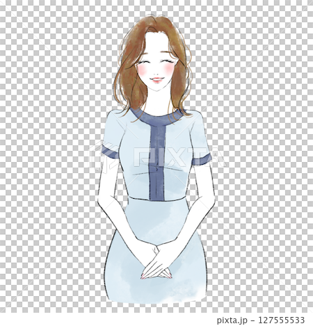 Illustration of a smiling receptionist bowing 127555533