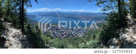 The view of Lake Maggiore from Alpe Leciurt, located in Valgrande National Park 127555933