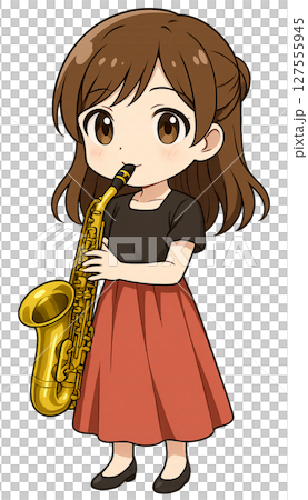 Girl playing the saxophone 127555945